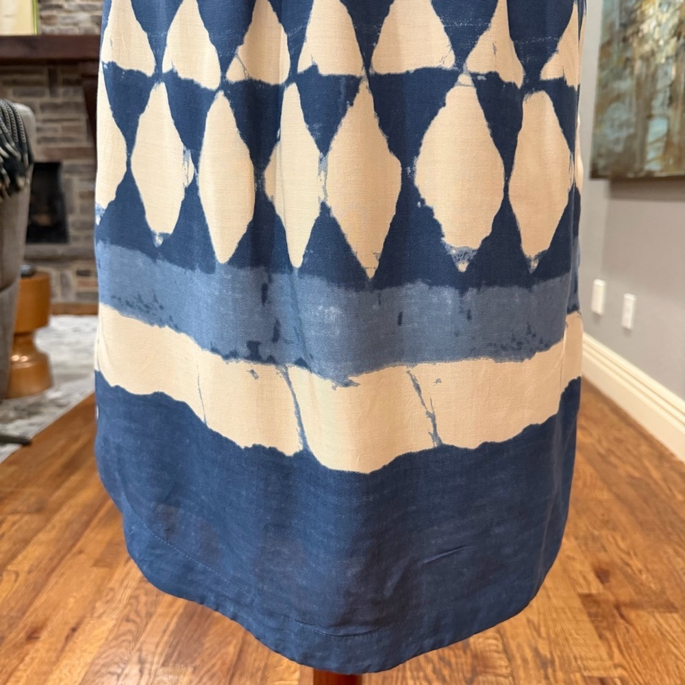 Maeve Blue and Cream Geometric Midi Dress - Picture 5 of 8